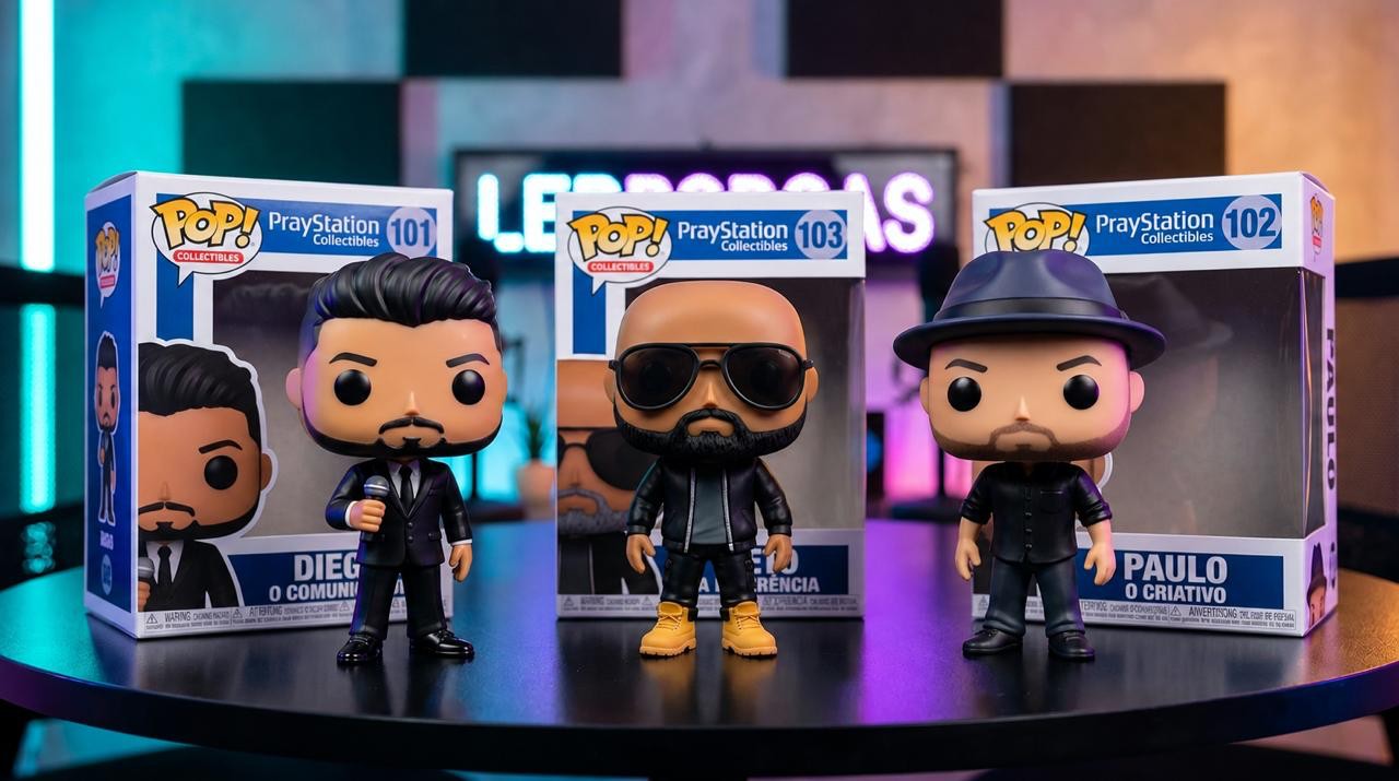 Beto, Diego e Paulo lado a lado — imagem da amizade que sustenta o PrayStation